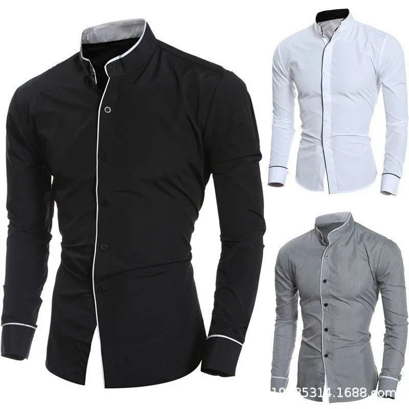 INSTOCK-simple casual Korean style slim long sleeve shirt