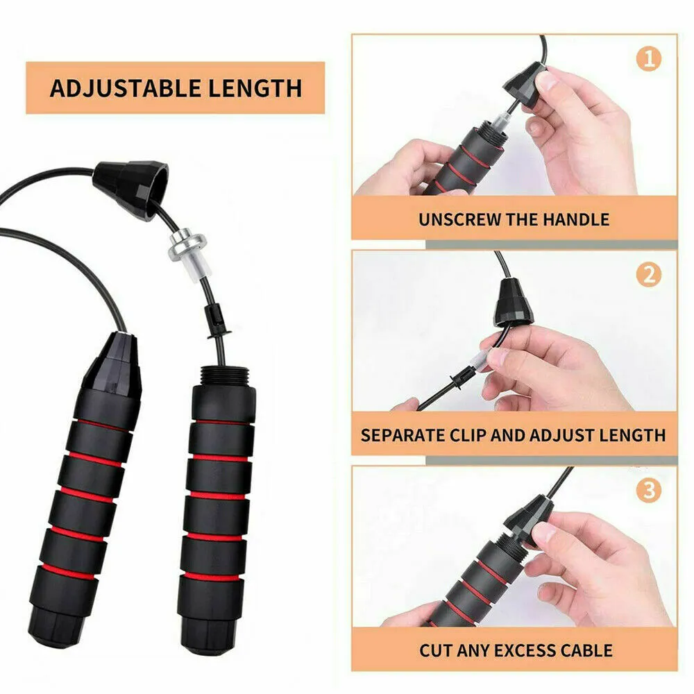Jump' Rope Tangle-Free Rapid Speed Jumping Rope Cable with Ball Bearings Steel Skipping Rope Gym Fitness Home Exercise Slim Body