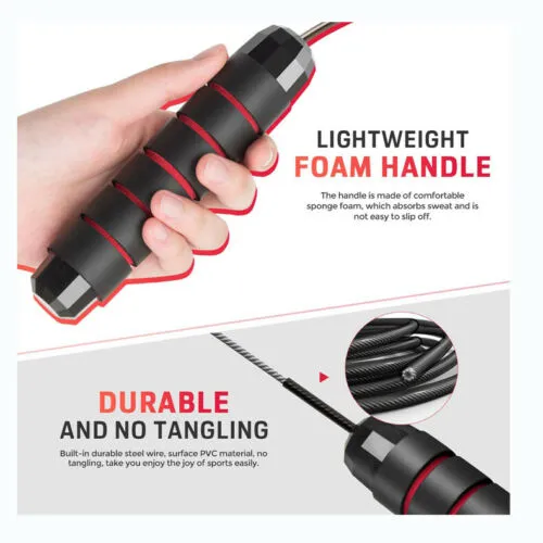 Jump' Rope Tangle-Free Rapid Speed Jumping Rope Cable with Ball Bearings Steel Skipping Rope Gym Fitness Home Exercise Slim Body