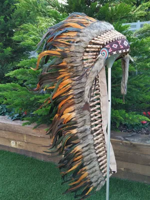 KAR-Z18 Extra Large Orange  Feather Headdress  / war bonnet