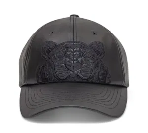 Kenzo Black Leather Tiger Cap – The Ultimate Bold Statement