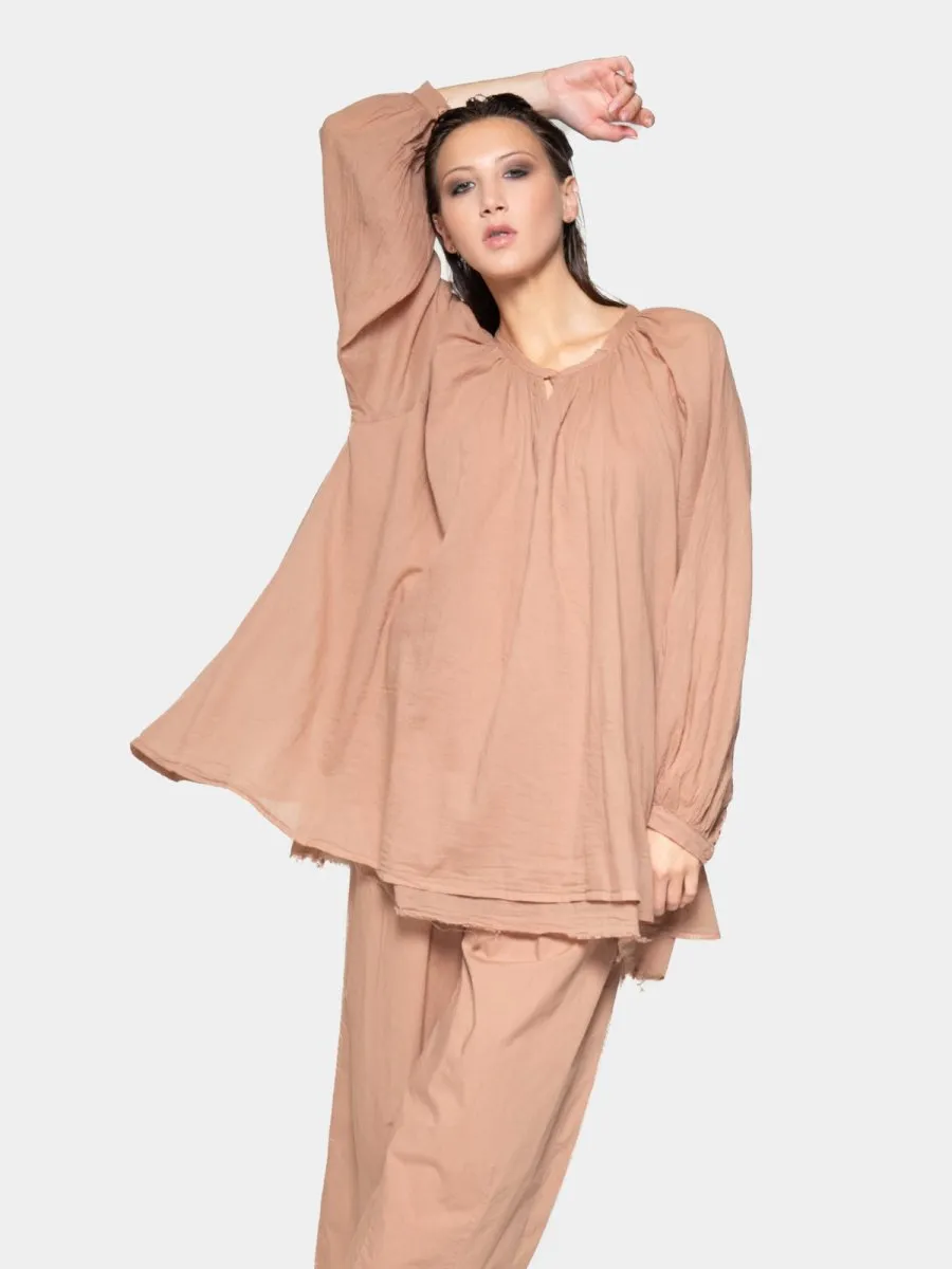 Keyhole Neck Long Sleeve Top
