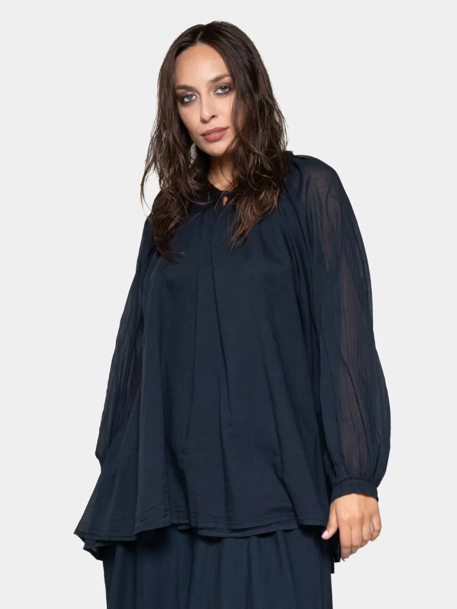 Keyhole Neck Long Sleeve Top