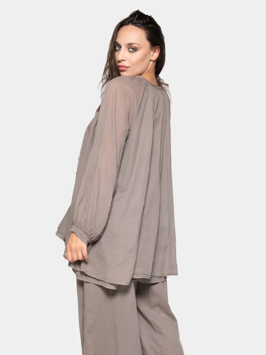Keyhole Neck Long Sleeve Top