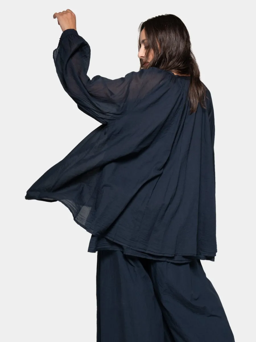 Keyhole Neck Long Sleeve Top