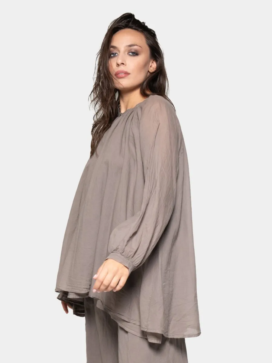 Keyhole Neck Long Sleeve Top
