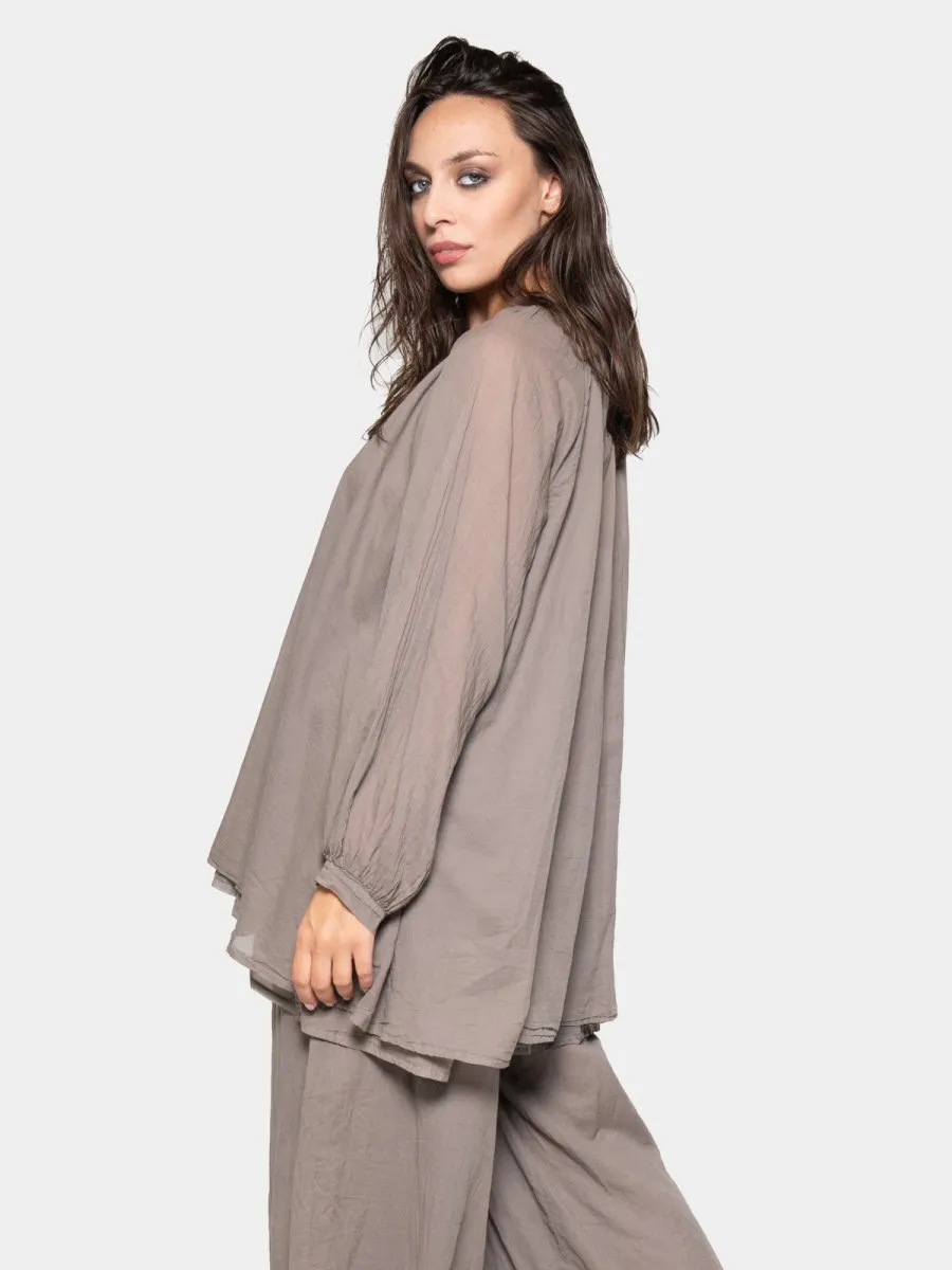 Keyhole Neck Long Sleeve Top