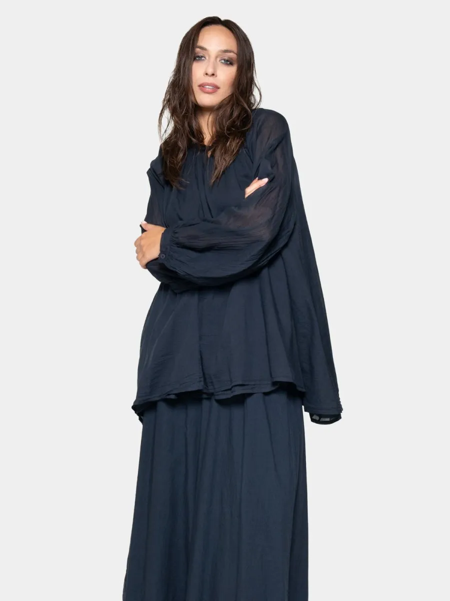 Keyhole Neck Long Sleeve Top