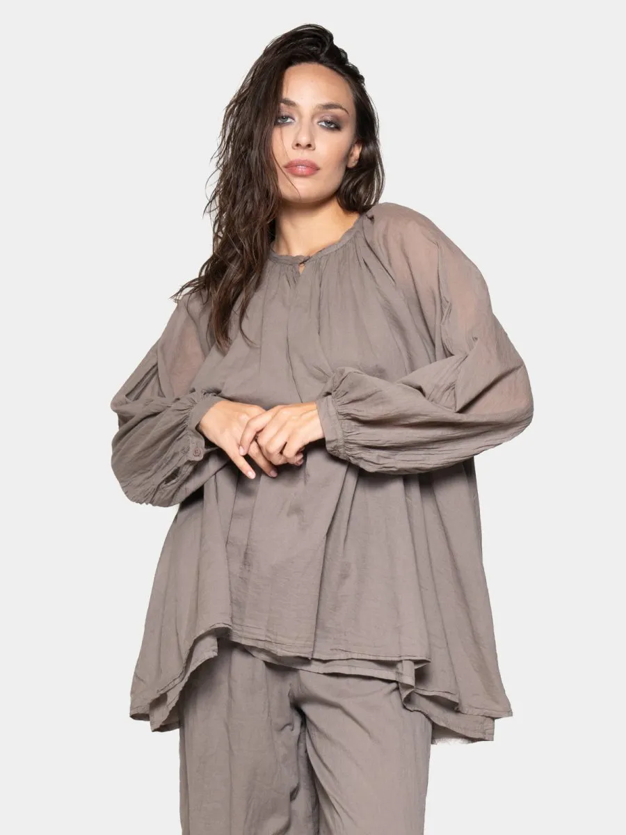 Keyhole Neck Long Sleeve Top