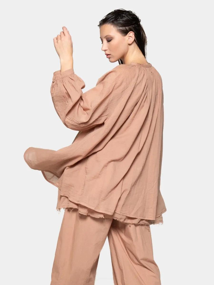 Keyhole Neck Long Sleeve Top