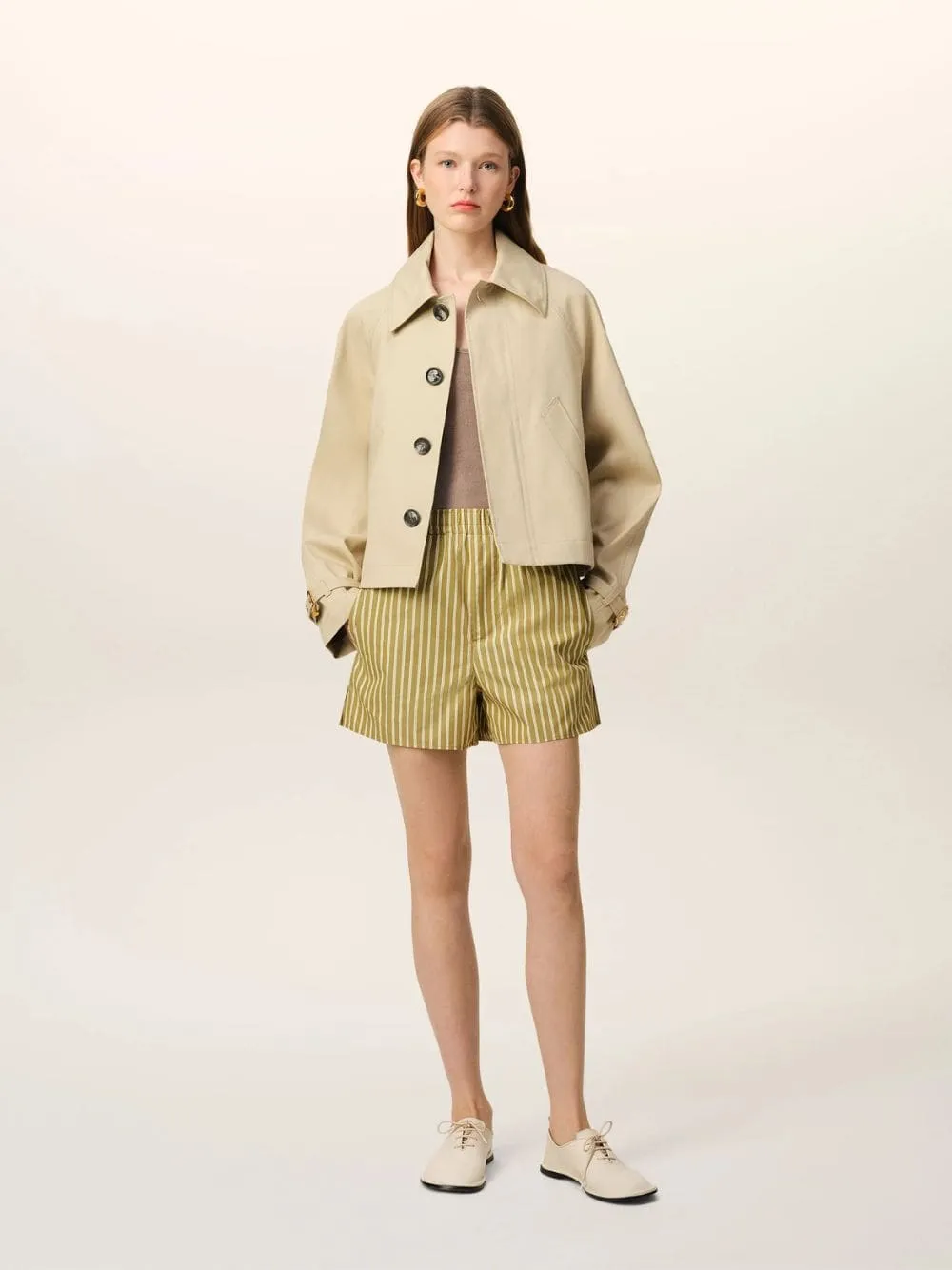Khaki Cotton Elasticated Shorts