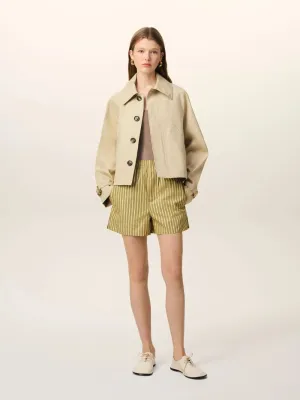Khaki Cotton Elasticated Shorts