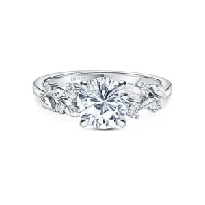 Kirk-Kara Floral Leaf Cathedral Diamond Engagement Ring