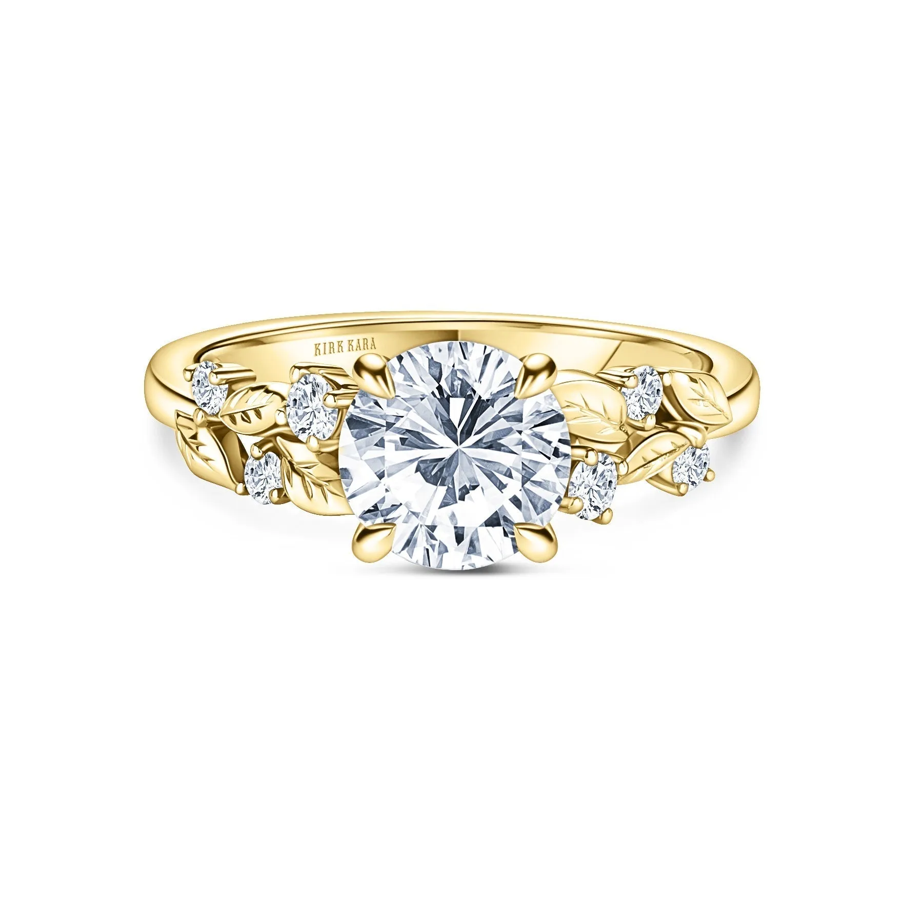 Kirk-Kara Floral Leaf Cathedral Diamond Engagement Ring