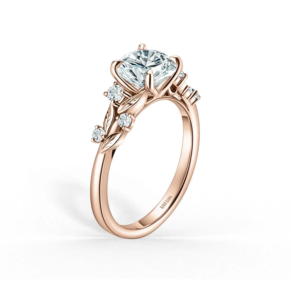 Kirk-Kara Floral Leaf Cathedral Diamond Engagement Ring