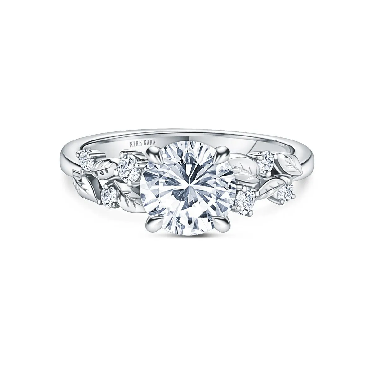 Kirk-Kara Floral Leaf Cathedral Diamond Engagement Ring