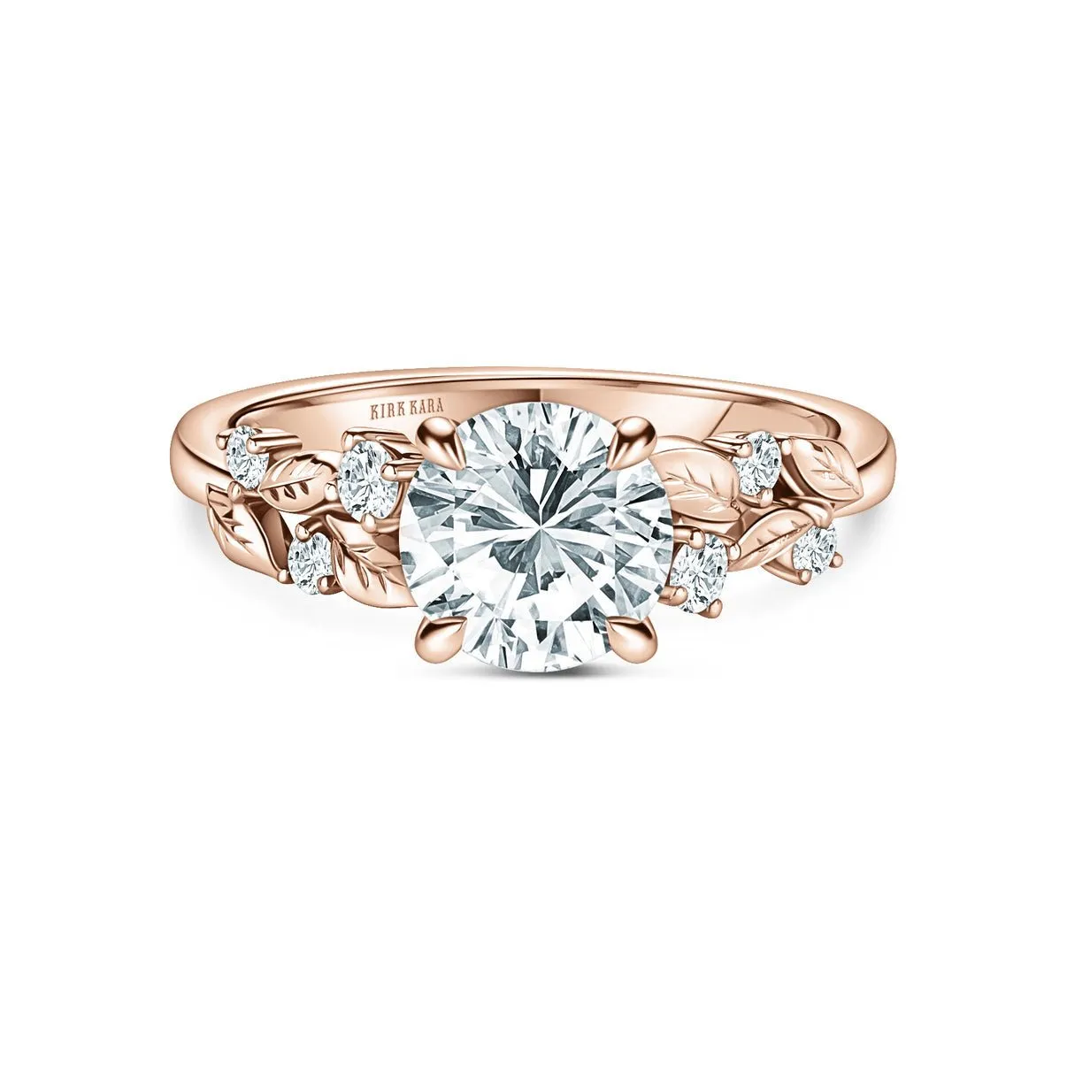Kirk-Kara Floral Leaf Cathedral Diamond Engagement Ring
