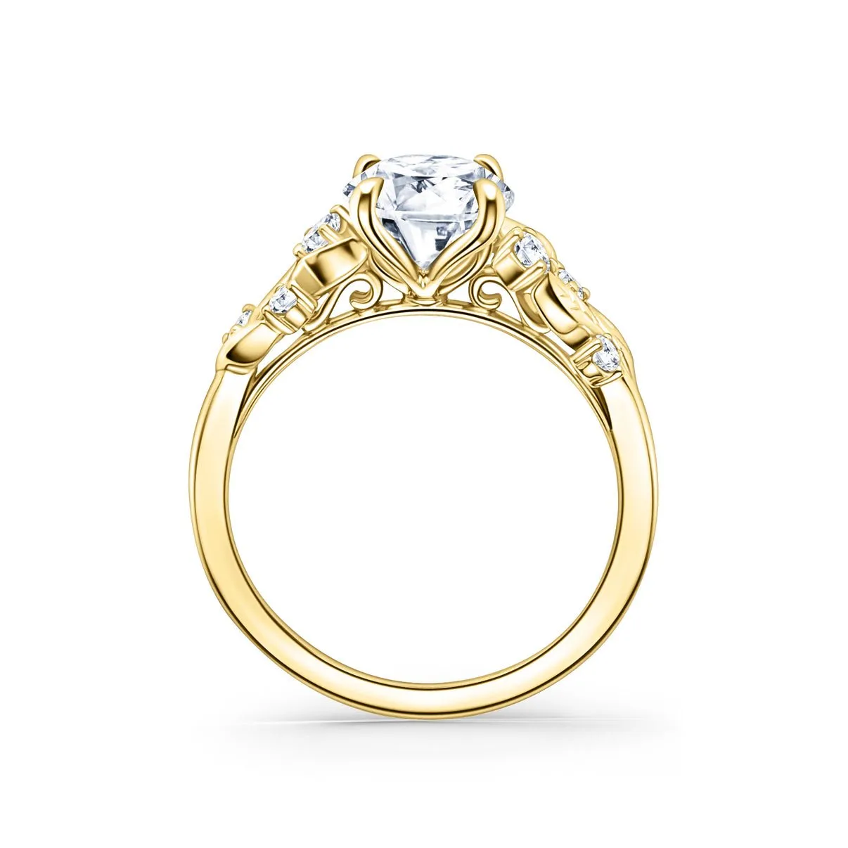 Kirk-Kara Floral Leaf Cathedral Diamond Engagement Ring