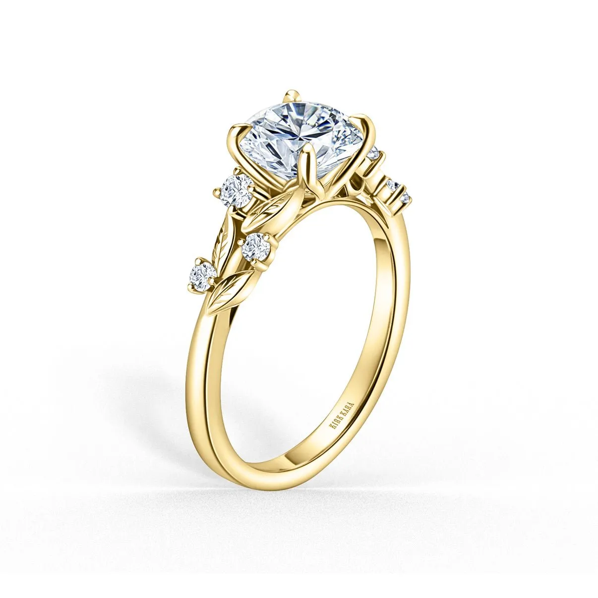 Kirk-Kara Floral Leaf Cathedral Diamond Engagement Ring