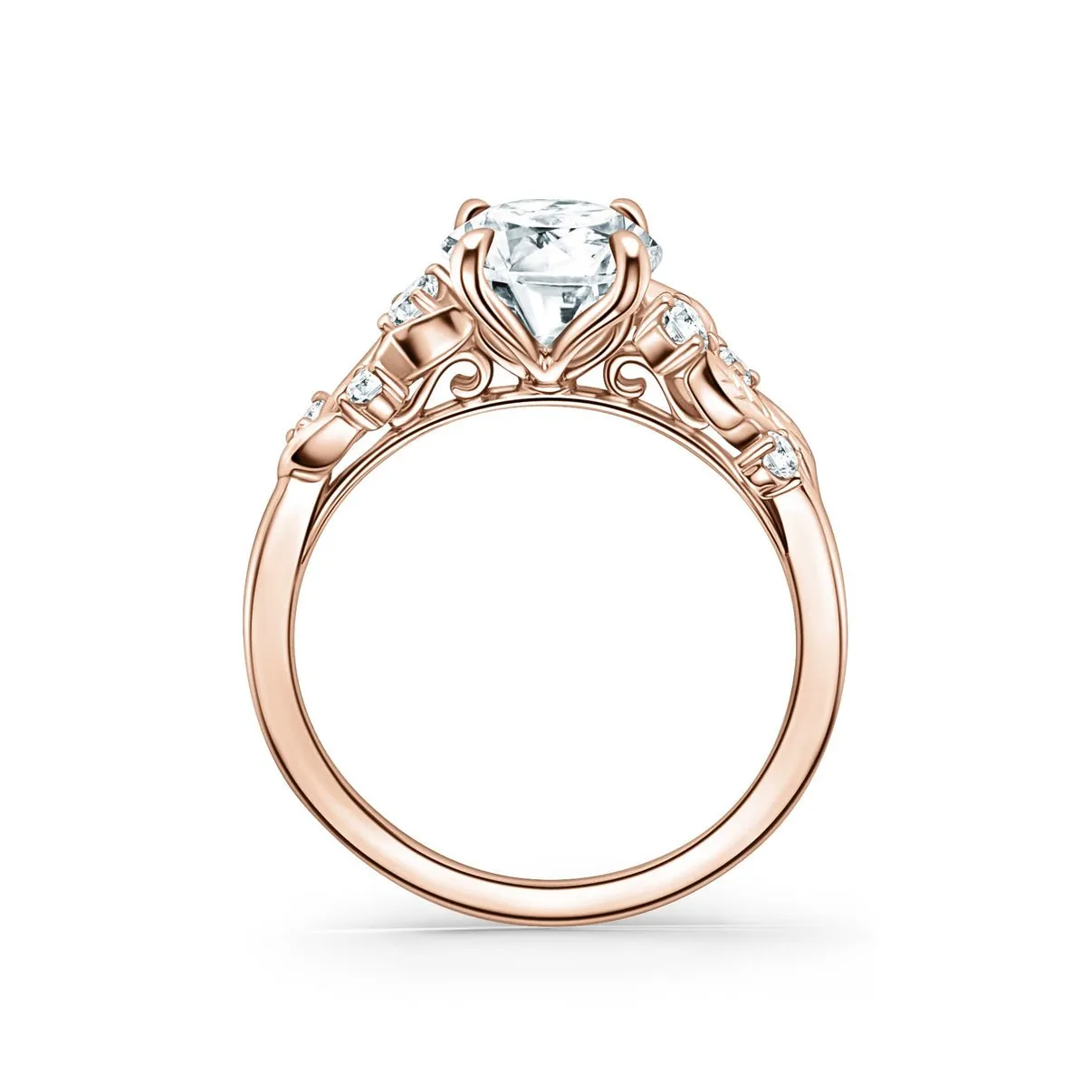 Kirk-Kara Floral Leaf Cathedral Diamond Engagement Ring