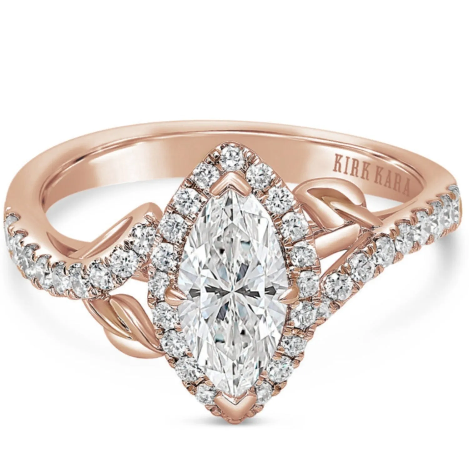 Kirk Kara "Dahlia" Marquise Cut Halo Diamond Engagement Ring