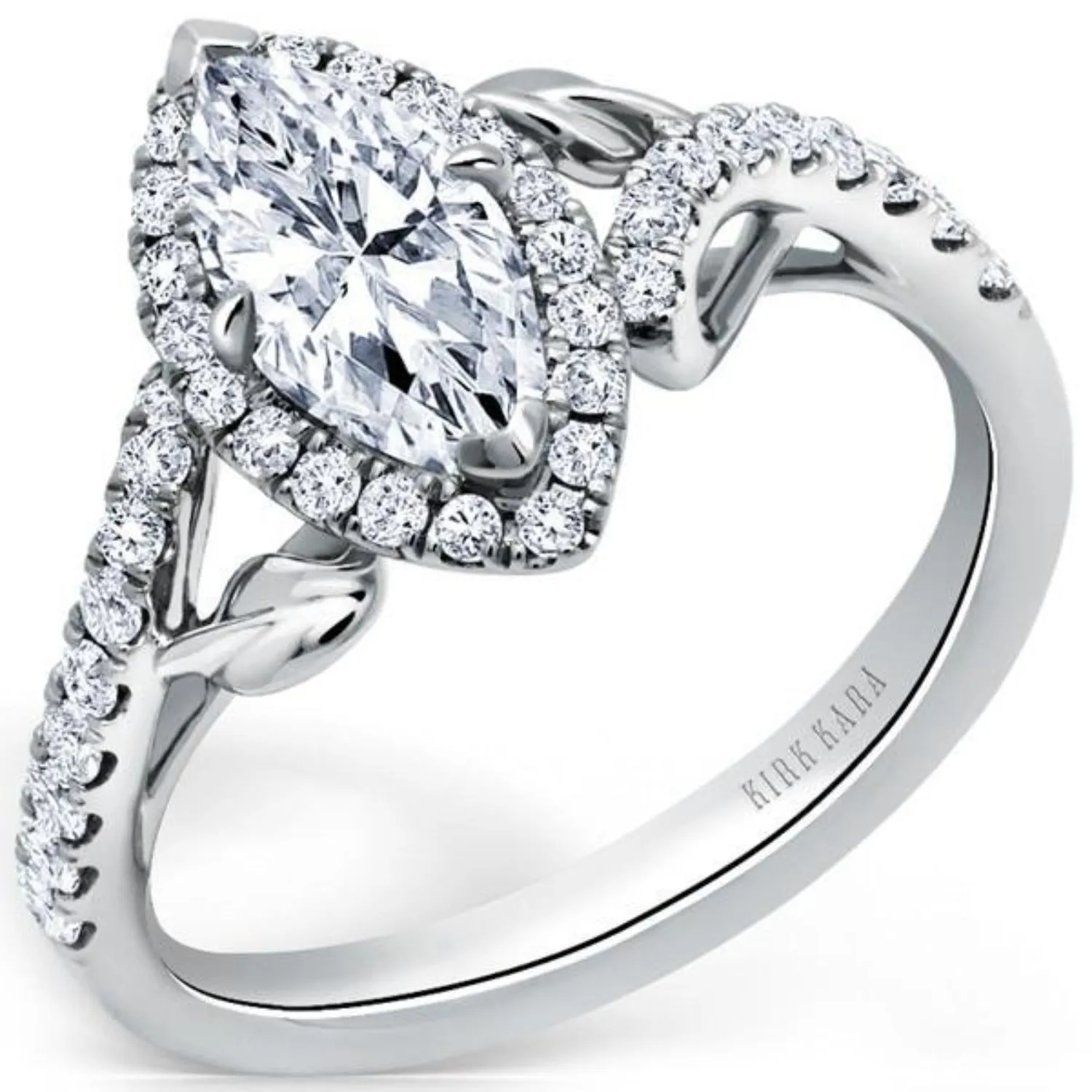 Kirk Kara "Dahlia" Marquise Cut Halo Diamond Engagement Ring