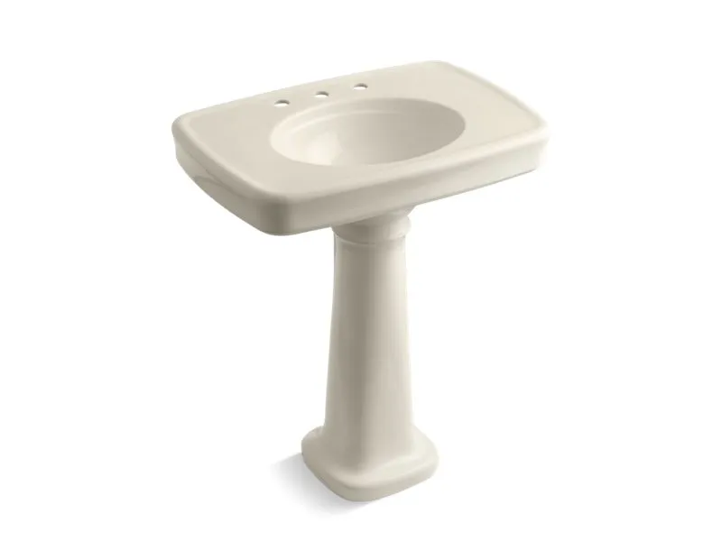 KOHLER K-2347-8 Bancroft 30" pedestal bathroom sink with 8" widespread faucet holes