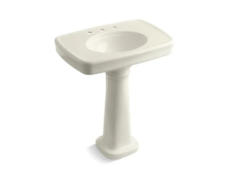 KOHLER K-2347-8 Bancroft 30" pedestal bathroom sink with 8" widespread faucet holes