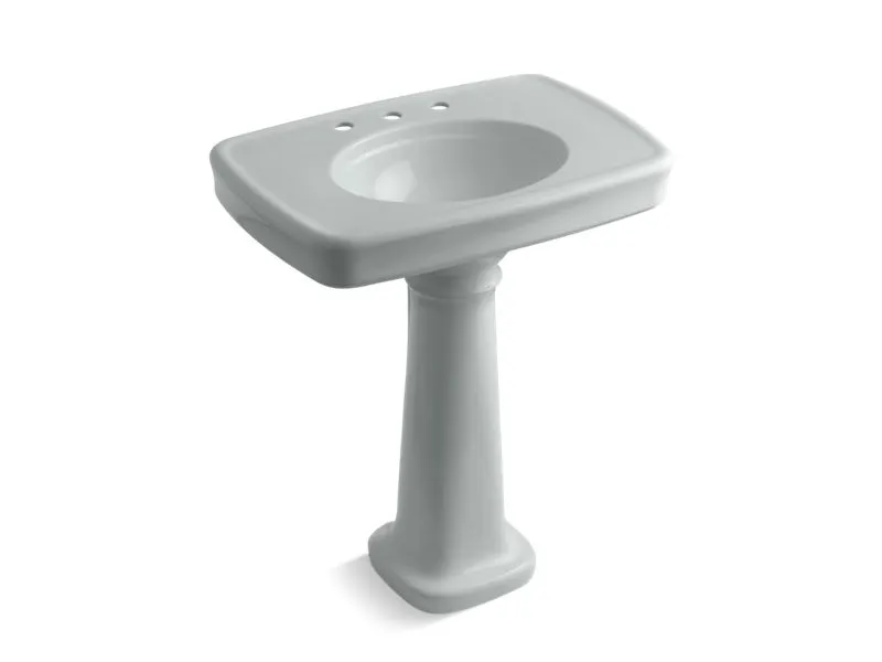 KOHLER K-2347-8 Bancroft 30" pedestal bathroom sink with 8" widespread faucet holes