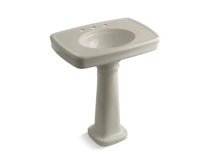 KOHLER K-2347-8 Bancroft 30" pedestal bathroom sink with 8" widespread faucet holes