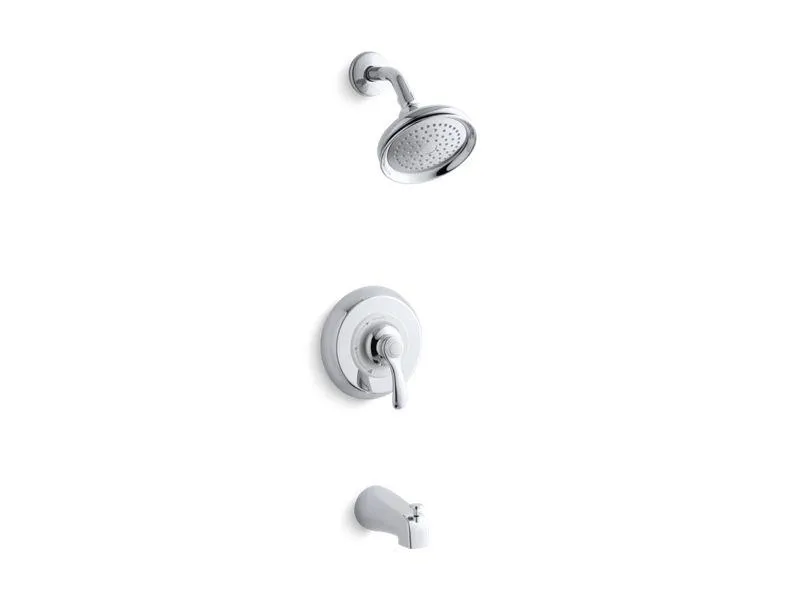 KOHLER K-TS12007-4S Fairfax Rite-Temp(R) bath and shower valve trim with lever handle, slip-fit spout and 2.5 gpm showerhead