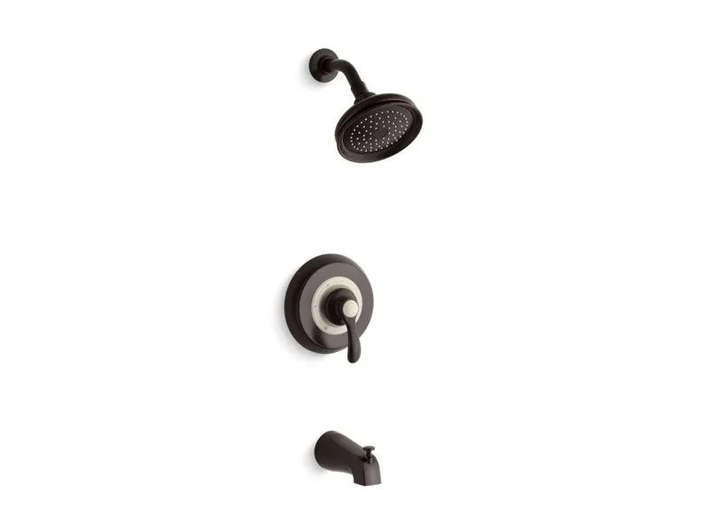 KOHLER K-TS12007-4S Fairfax Rite-Temp(R) bath and shower valve trim with lever handle, slip-fit spout and 2.5 gpm showerhead