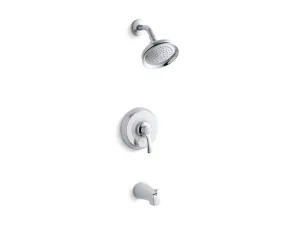 KOHLER K-TS12007-4S Fairfax Rite-Temp(R) bath and shower valve trim with lever handle, slip-fit spout and 2.5 gpm showerhead