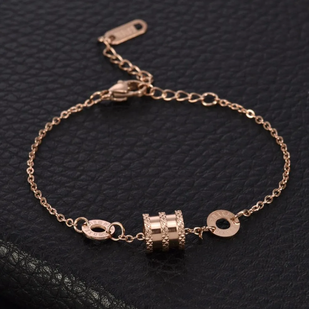 Korean Fashion Vintage Roman Numerals Stainless Steel Bracelet - Elegant Ladies' Jewelry