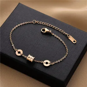 Korean Fashion Vintage Roman Numerals Stainless Steel Bracelet - Elegant Ladies' Jewelry