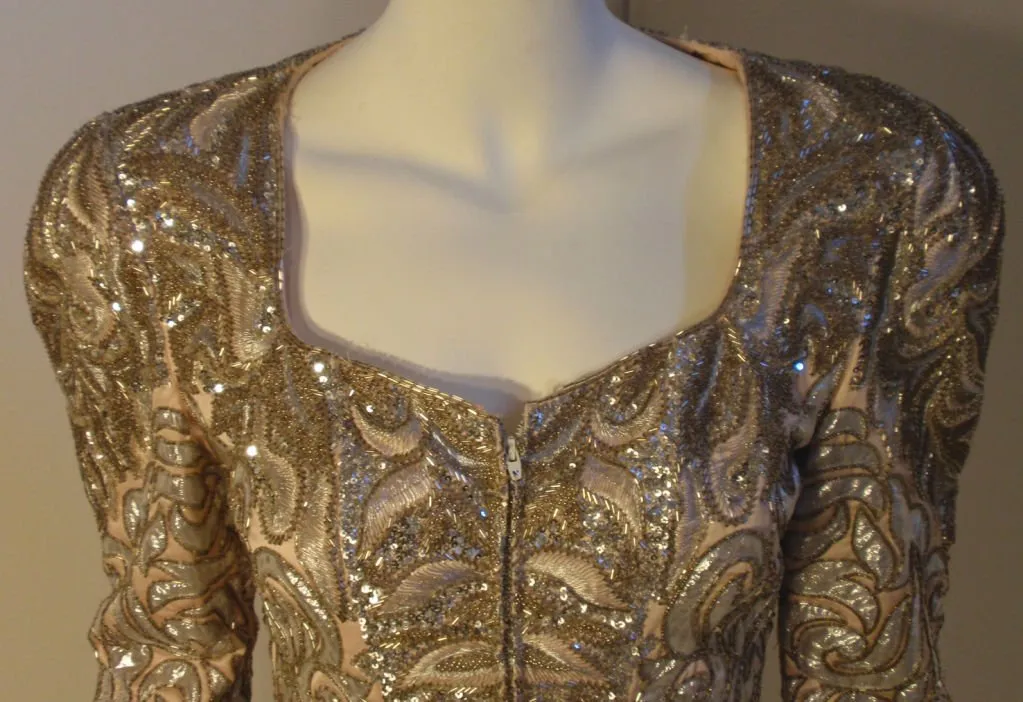 LACLEDE'S 1980s Light Pink Silk Evening Jacket with Beading
