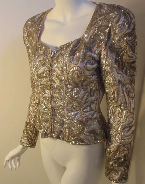 LACLEDE'S 1980s Light Pink Silk Evening Jacket with Beading
