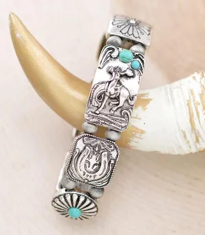 Lance Fashion Silver, Turquoise & Navajo Stretch Bracelet