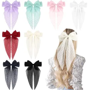 Large Tulle Layered Hair Bow In Multi