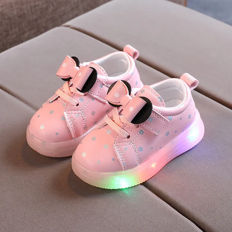 Light-up Girls' Bowknot LED Breathable Babies' Shoes