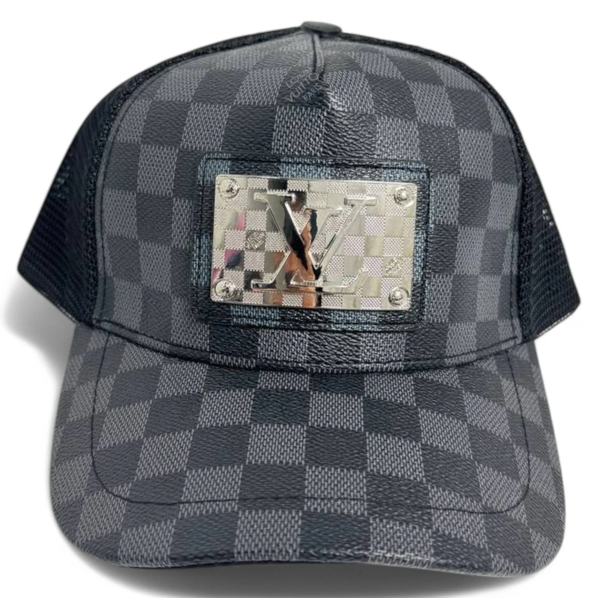 Louis Vuitton-Inspired Damier Graphite Cap