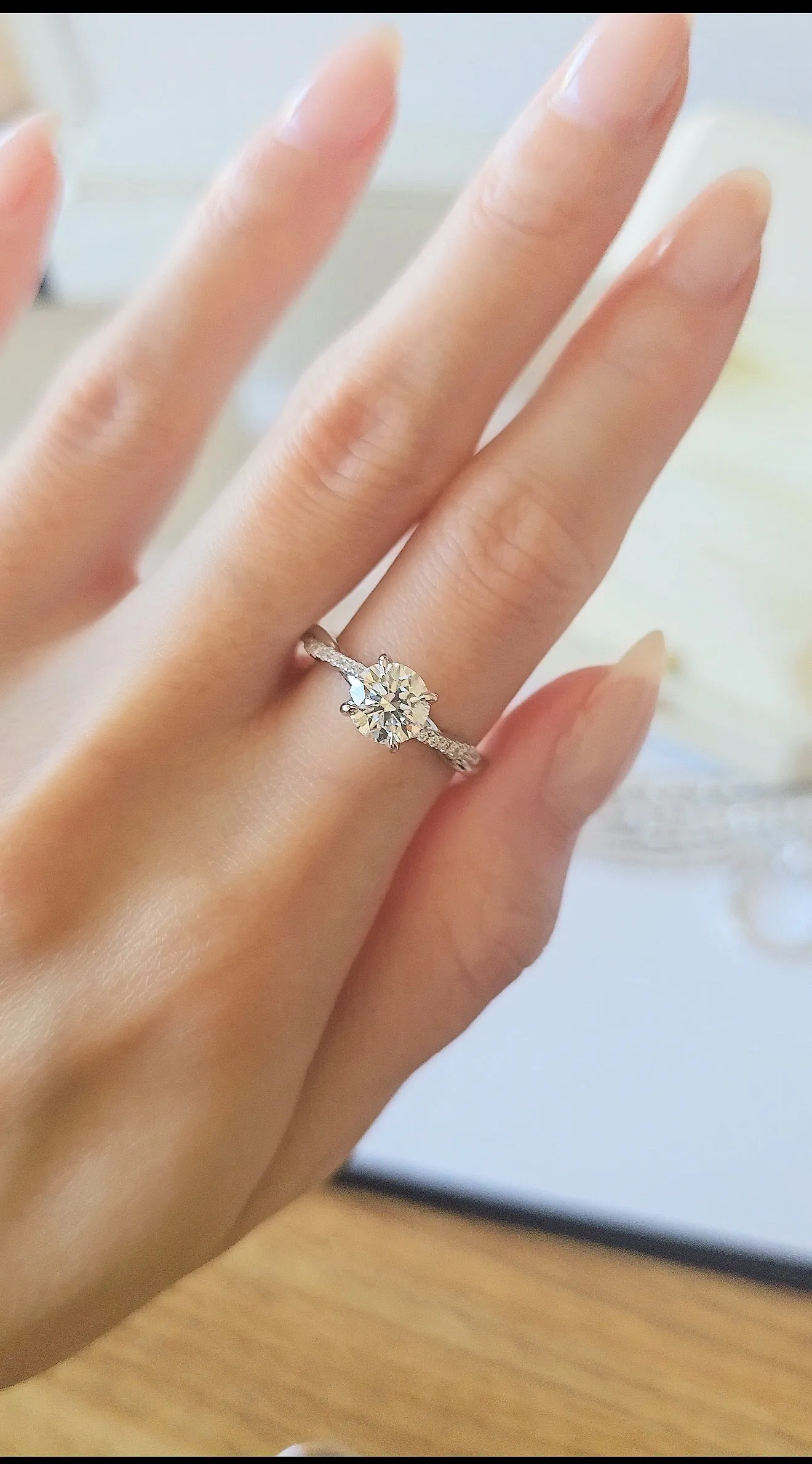 Luna Twist 1 ct. Lab Grown Diamond Engagement Ring in 18K White Gold