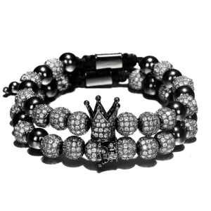 Luxury Crown Charm Men Bracelets 8mm Micro Pave