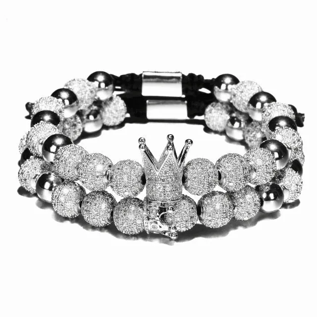Luxury Crown Charm Men Bracelets 8mm Micro Pave