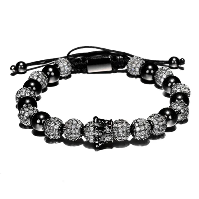 Luxury Crown Charm Men Bracelets 8mm Micro Pave