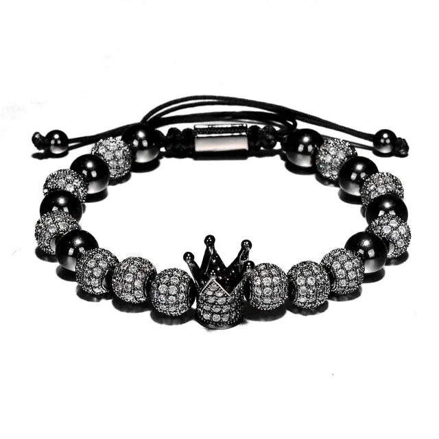 Luxury Crown Charm Men Bracelets 8mm Micro Pave