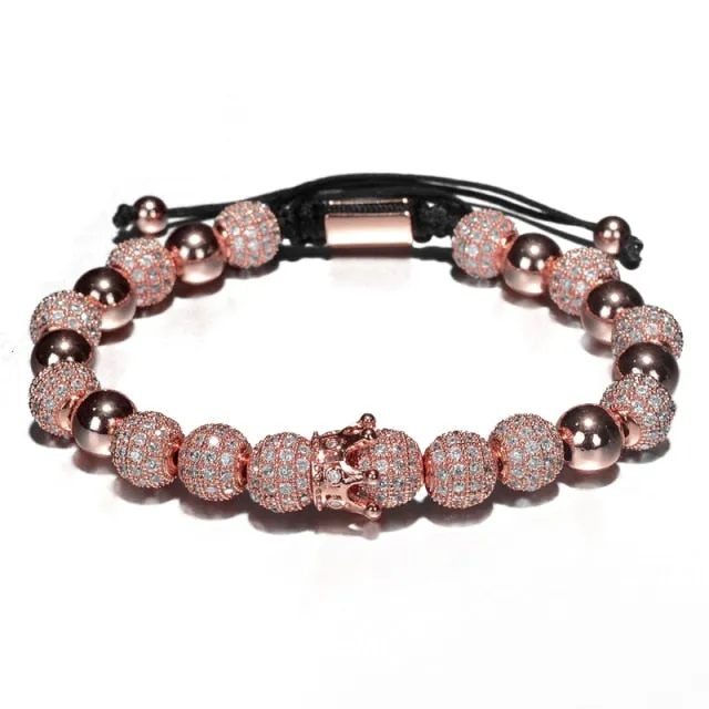 Luxury Crown Charm Men Bracelets 8mm Micro Pave
