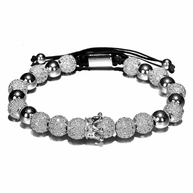 Luxury Crown Charm Men Bracelets 8mm Micro Pave