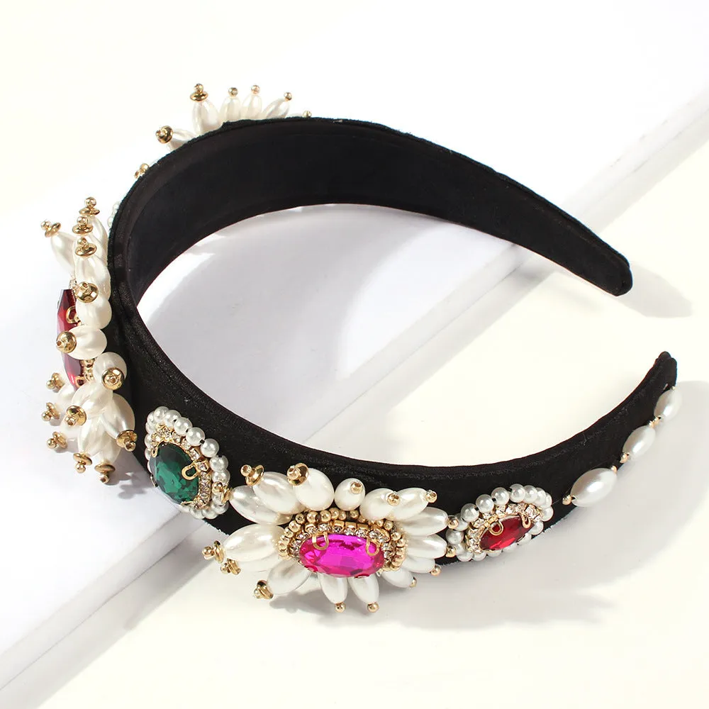 Luxury Gemstone Pearl Tassel Baroque Fashion Headband