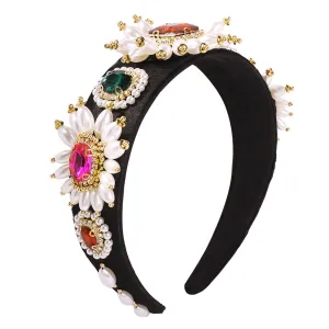 Luxury Gemstone Pearl Tassel Baroque Fashion Headband